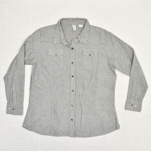 Walls Women's Button Up Top Long Sleeve Polka Dot Cotton Gray Size XL